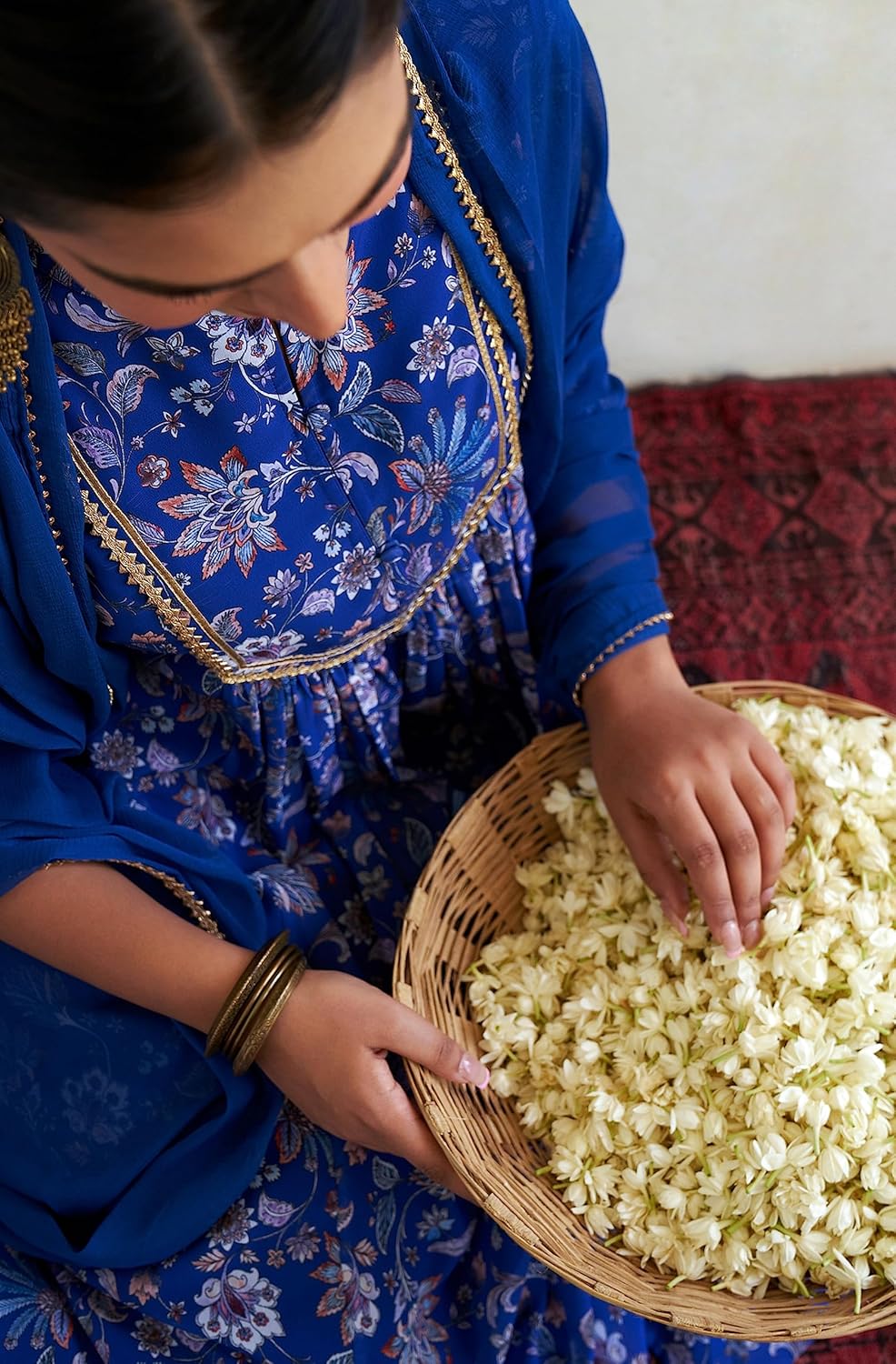 Janasya Indian Women's Georgette Digital Floral Printed Flared Kurta with Sharara & Dupatta Set - Image 5