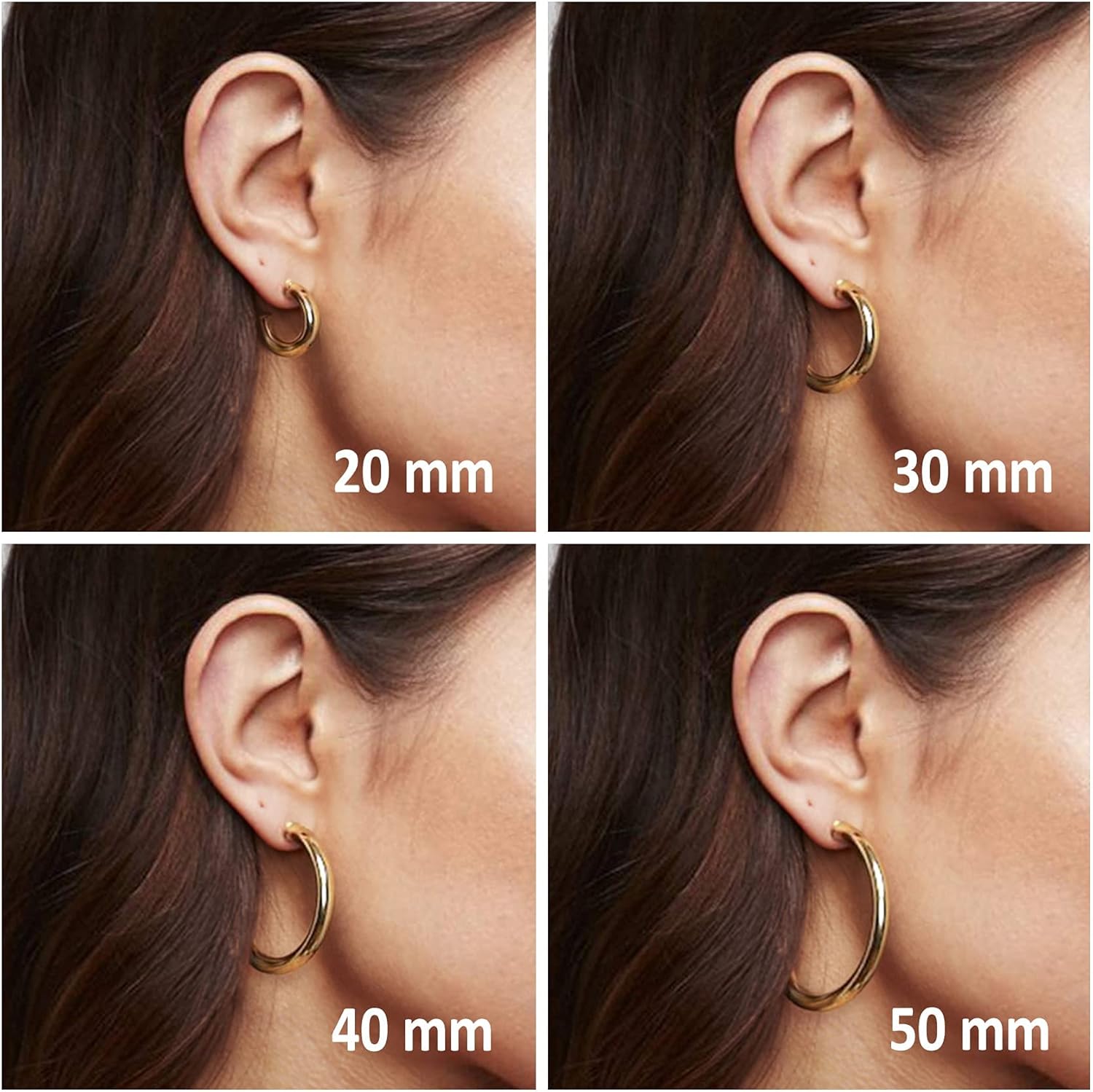 PAVOI 14K Gold Plated Lightweight Chunky Open Hoops for Women | Trendy Gold Hoop Earrings - Image 3