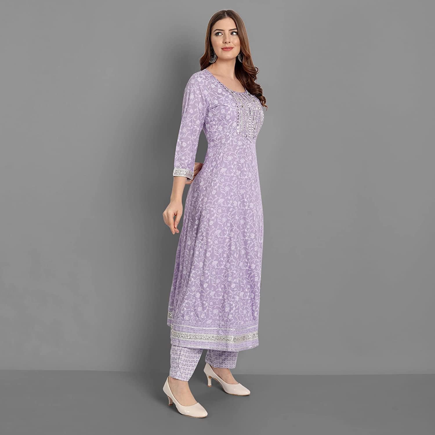 Women Rayon Anarkali Embroidered Printed Anarkali Salwar Kameez - Image 4