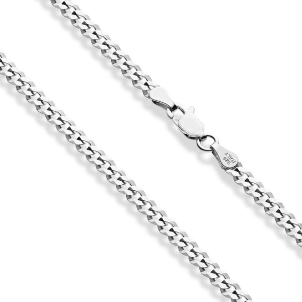 Miabella Solid 925 Sterling Silver Italian 3.5mm Diamond Cut Cuban Link Curb Chain Anklet for Women, Made in Italy - Image 2