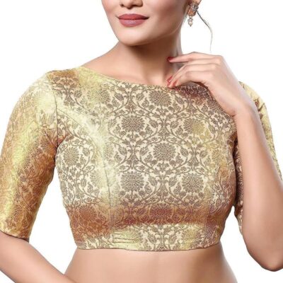 Women's Brocade Saree Blouse Bollywood Ethnic Lehenga Crop Top Tunic Partywear