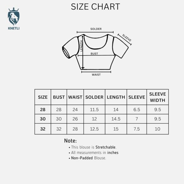 KNETLI Polyester Readymade Blouse for Women Puffy Sleeve,Round Neck - Image 2