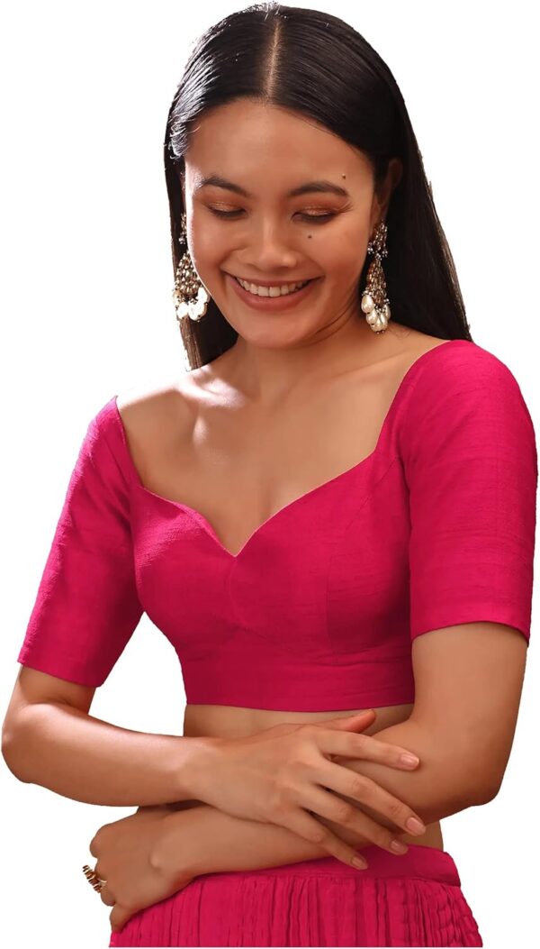 Women's Readymade Banglori Art Silk Blouse For Sarees Indian Bollywood Designer Padded Stitched Crop Top Choli