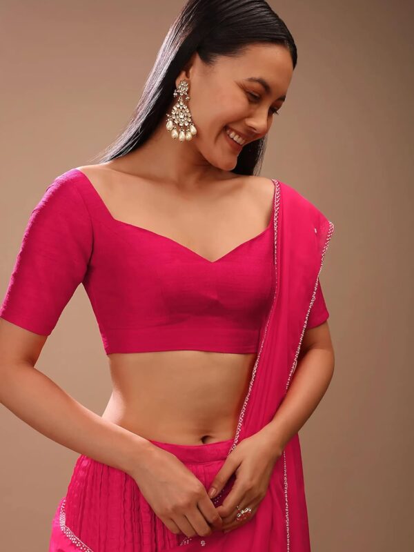 Women's Readymade Banglori Art Silk Blouse For Sarees Indian Bollywood Designer Padded Stitched Crop Top Choli - Image 4