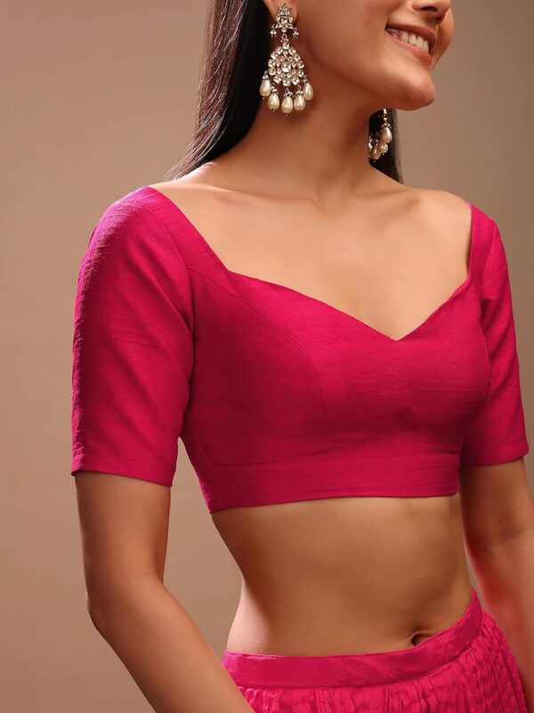 Women's Readymade Banglori Art Silk Blouse For Sarees Indian Bollywood Designer Padded Stitched Crop Top Choli - Image 5