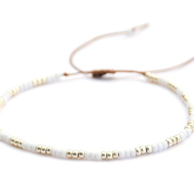 Plus Size Anklet for Women, White & Silver Large Adjustable Beaded String Ankle Bracelet, Unique Boho Bohemian Hippie Style Waterproof Anklet, 10 inches, 11 inches, Handmade by Tribes (M-L)