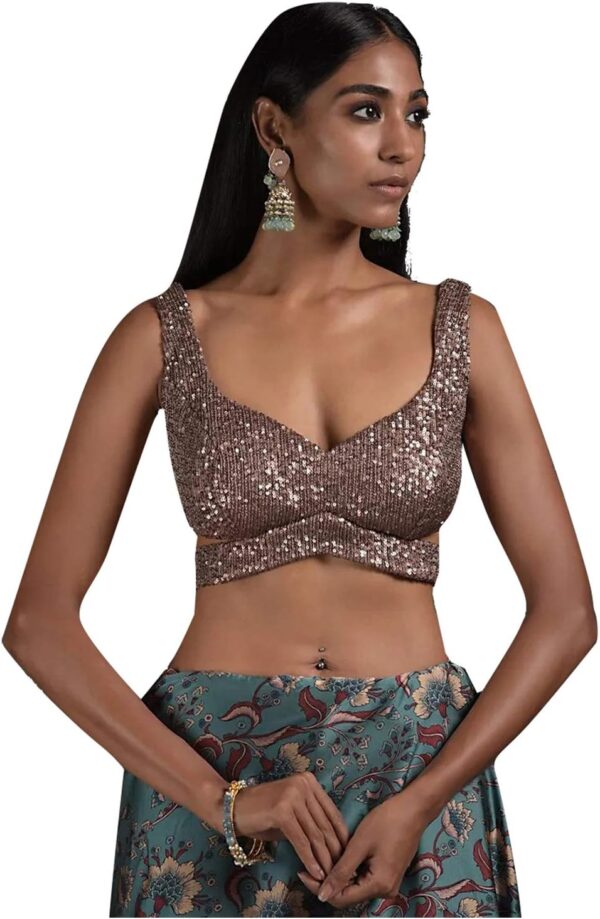 Women's Readymade Blouse For Sarees Indian Designer Bollywood Padded Stitched Crop Top Choli
