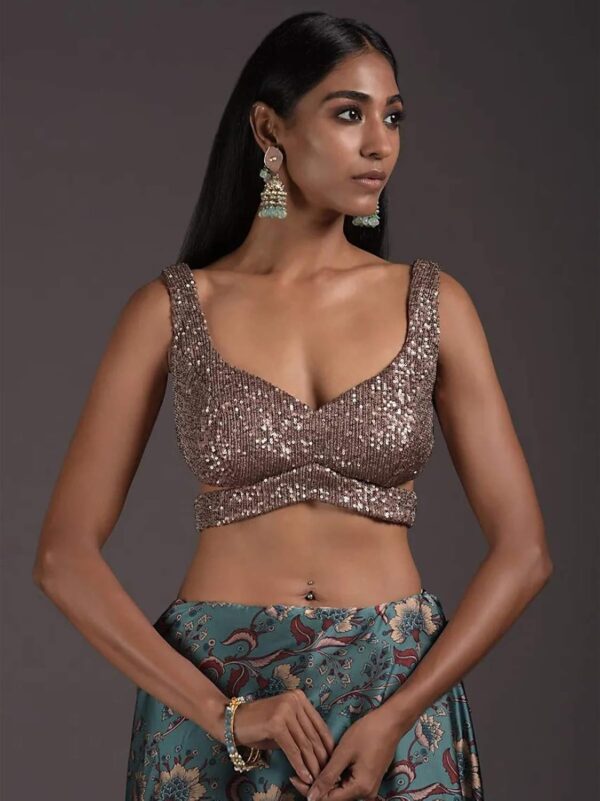 Women's Readymade Blouse For Sarees Indian Designer Bollywood Padded Stitched Crop Top Choli - Image 3