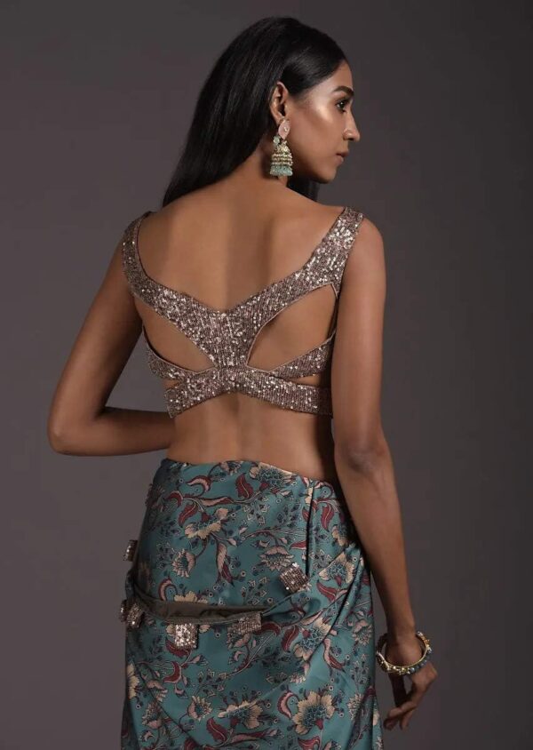 Women's Readymade Blouse For Sarees Indian Designer Bollywood Padded Stitched Crop Top Choli - Image 4