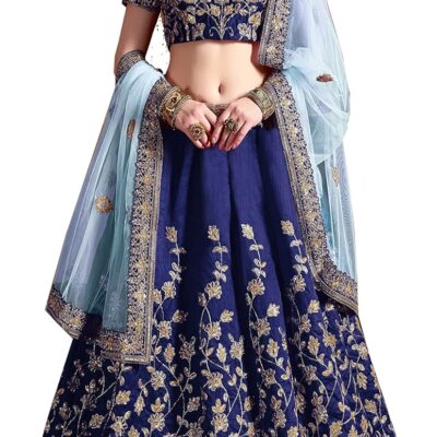 STELLACOUTURE indian ready to wear silk flared bridal lehenga choli for women with stitched blouse and dupatta (8079-U)