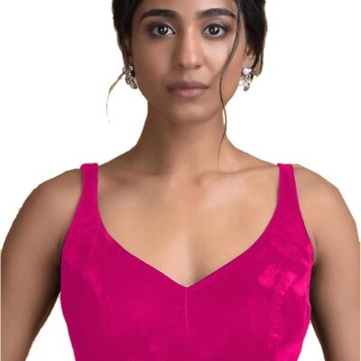 Women's Readymade Velvet Blouse For Sarees Indian Bollywood Designer Padded Stitched Crop Top Choli