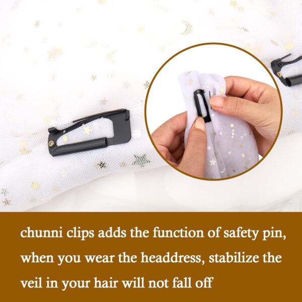 Chunni Clips with Safety Pins,8 PCS Strong Chunni Grip Dupatta Setting Clips Indian for Woman （Mixed Colors） - Image 4