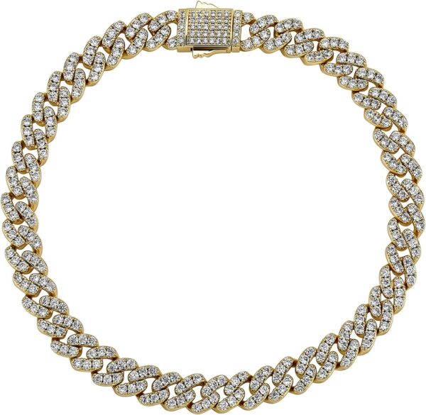 TOPGRILLZ Gold Anklets for Women Cuban Link Anklets Iced out Faux Diamond Chunky Ankle Bracelets 8mm 14K Gold Silver Plated Minimalist Fashion Foot Jewelry
