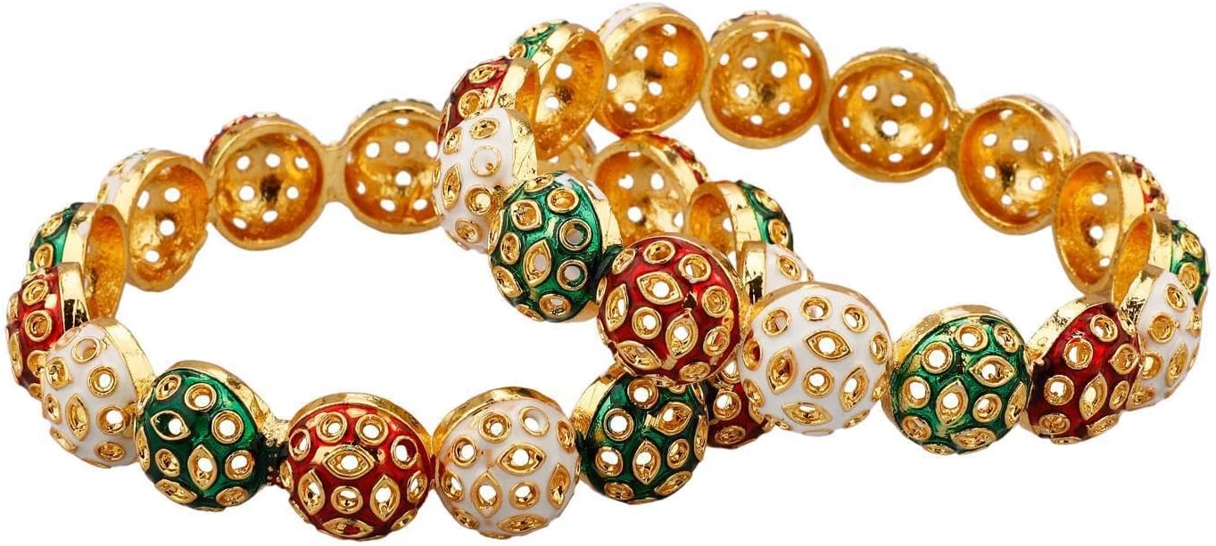 Efulgenz Gold Tone Indian Bangle Set for Women Stylish Bangle Set Indian Gold Bangles Bracelet Indian Bridal Jewelry for Wedding Bollywood Fashion Jewelry