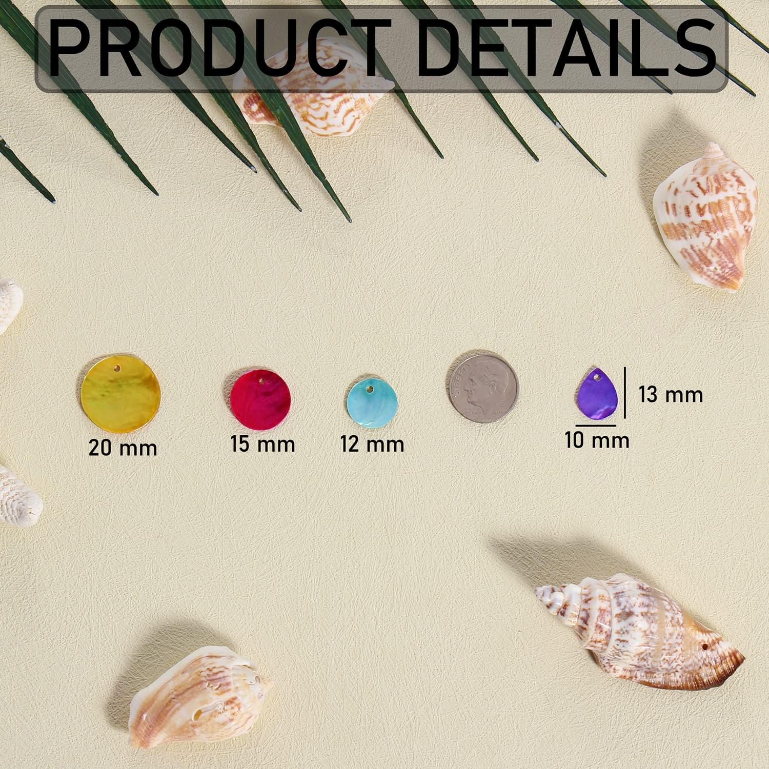 Firstmeet Shell Beads 150pcs Natural 15mm Flat Round Mussel Shell Coin Drop Charm Beads with Iridescent Back for Handcraft Jewelry Making(DIY-1023-Nature-15) - Image 6