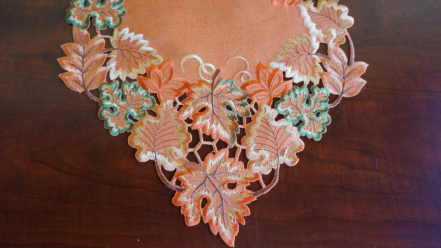 GRANDDECO Harvest Fall Table Runner 13"x54",Cutwork Embroidered Maple Leaves Dresser Scarf Table Topper for Thanksgiving's Day Home Dinner Holiday Party Decoration - Image 6