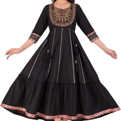 JG JAI GOVINDAM Cotton Anarkali Indian Kurti for Women Pakistani Wedding/Party Wear Designer Style Anarkali Suit for Women
