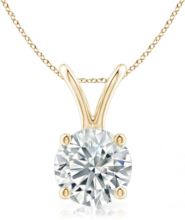 The Diamond Deal .25-1.00 Carat Round Brilliant Solitaire IGI Certifed Lab-Grown Diamond Solitaire Pendant Necklace | 14k Yellow or White or Rose/Pink Gold With 18" Gold Chain