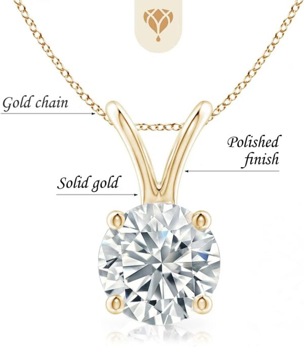 The Diamond Deal .25-1.00 Carat Round Brilliant Solitaire IGI Certifed Lab-Grown Diamond Solitaire Pendant Necklace | 14k Yellow or White or Rose/Pink Gold With 18" Gold Chain - Image 2