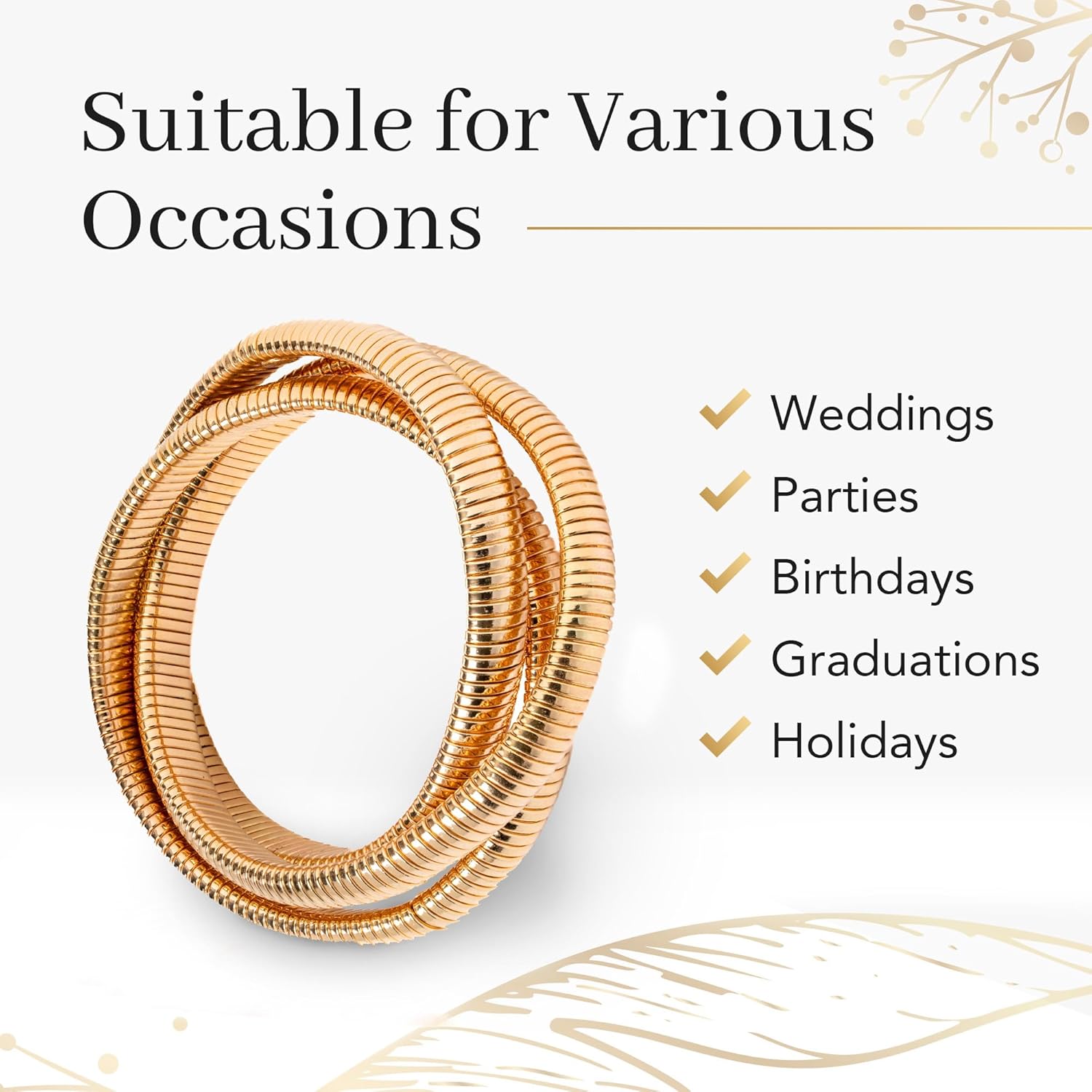 Chic Style 18K Gold Plated Twisted Bangle Multi-Bangle look; Three Gold Plated Interwoven Bangles or Bracelets for Dazzling Sophisticated Classy Style; Easy and Smooth Fit; Small and Medium Size - Image 6