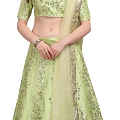 STELLACOUTURE indian ready to wear silk flared bridal lehenga choli for women with stitched blouse and dupatta (8099-U)
