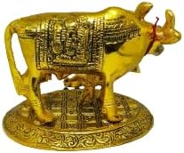 Brass Murti Kamdhenu Cow & Calf | Nandi Cow Decorative Showpiece | Cow with Calf Statue Idol for Diwali II Wedding II Pooja Room II Temple II Gifting | Gold and Silver (14 x 8 x 12.5 cm - Image 5