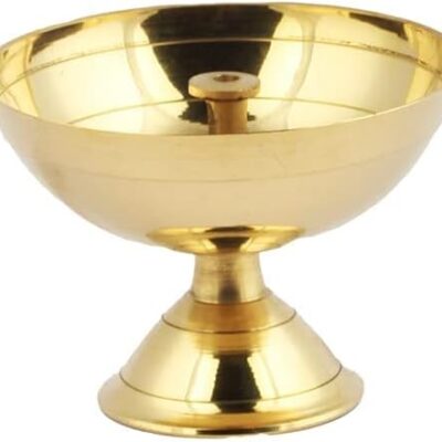 Shubhkart Handmade Solid Brass Indian Oil Lamp Pyali Diya for Puja & Other Religious Rituals | Home Décor, Office & Temples | Festive Gifts (Large)