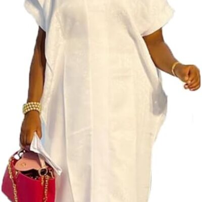 HD African Print Dress for Woman Embroidery Pattern Maxi Dress