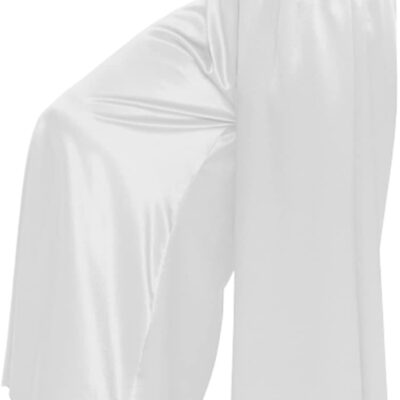 Indian Trendy Women’s Casual Loose Elastic Shiny Palazzo Wide Leg Pants Satin Trousers