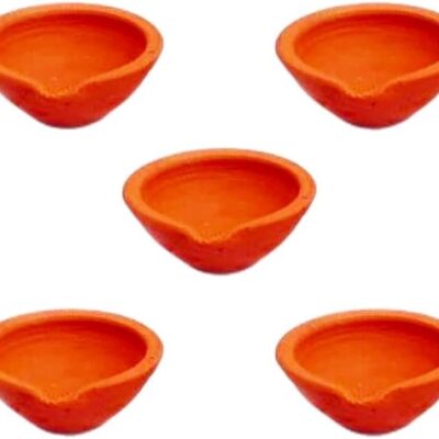 Pack of 12 Handmade Clay Diya Natural Earthen Oil Lamp Welcome Dia Traditional Terracotta Diwali Deepawali Decoration Indian Holloween Lightning (Design 2)