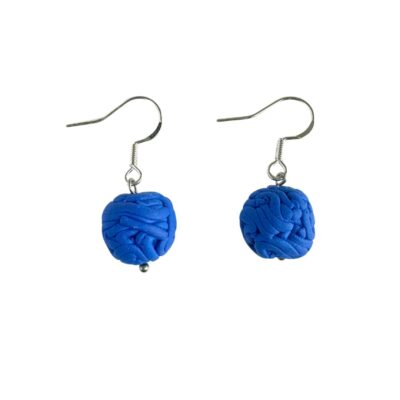 Blue Ceramic Bead Drop Earrings