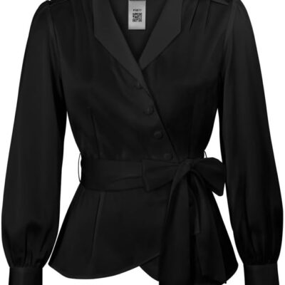 CHIC STAR Womens Acetate Belted Wrap Shirt