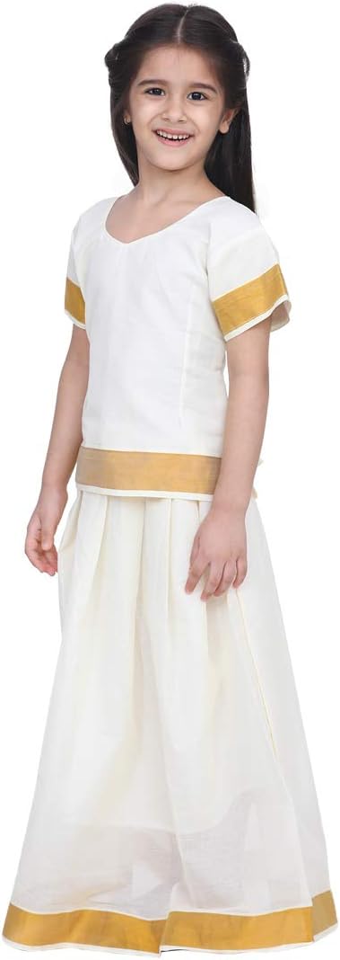Traditional Silk lehanga Choli South Indian Pavadai - Half Sleeves - Pavda Pattu Choli for Baby Girls & Kids - Image 4