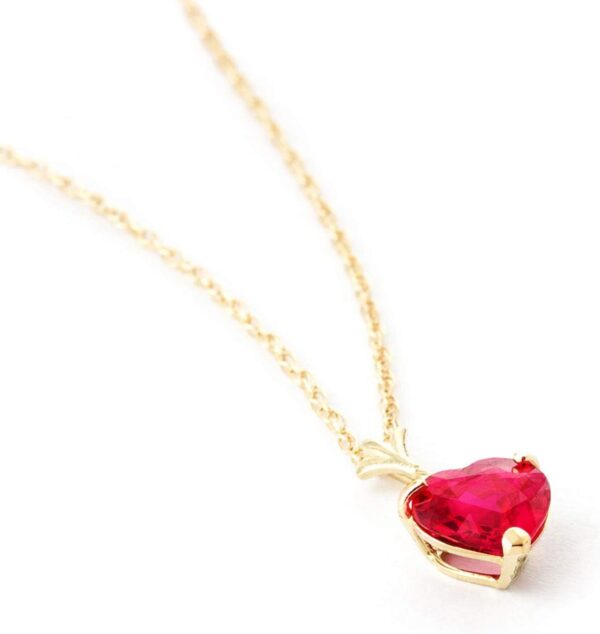 Galaxy Gold GG 14 inch to 18 inch 14k Solid White Gold Necklace Heart-Shaped Ruby Handcrafted Fine Jewelry Solid Gold Genuine Gemstone. Anniversary Birthday Mother's Day Valentines Graduation, Christmas Spring Summer New Year Women Gift Made in USA Fine Jewelry Available in Yellow, Rose and White gold - Image 4