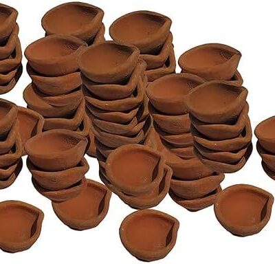 Clay Diya Indian Diya | Diwali Pooja Item Diya For Deepawali Set Of 21 (Brown)