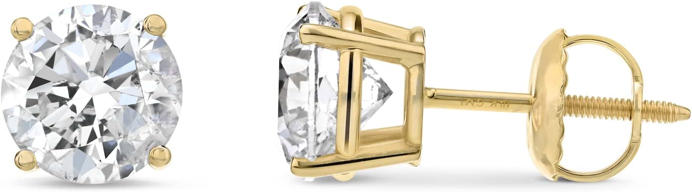Amazon Essentials Certified 14k Gold Diamond with Screw Back and Post Stud Earrings (J-K Color, I1-I2 Clarity) (previously Amazon Collection) - Image 4