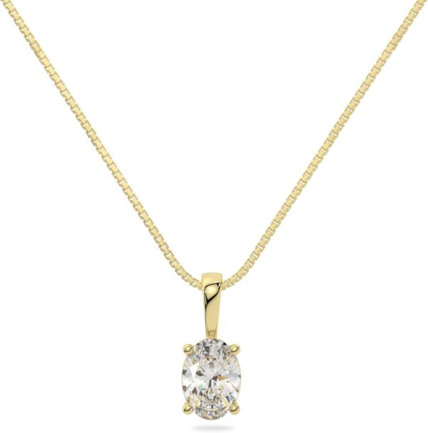 14K Solid White or Yellow Gold Lab Grown Moissanite Diamond Solitaire Pendant | Round, Emerald, Cushion Shape | Pendant Only | Made in USA