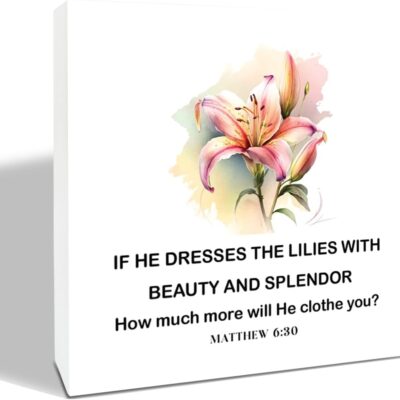 Christian Sign, Rustic Box Sign Decor Tabletop, Decorative Wooden Box Sign, Lily Decor, Christian Artwork for Free Display, Home Table Decor, Desk Decor Art, Christian Faith Decor, Christian Gift