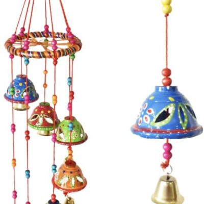Colorful Windchimes Jhoomar Hanging for Home Door, Wall, Temple, Bedroom, Decorative Accessories for Party, Festival Décor, Wedding Festivities Gift (Bell)