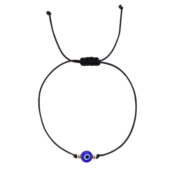Evil Eye Bracelet Anklet Black Red String Lucky Protection Handmade Adjustable Bracelets for Women Men Teens (Black string blue eye gold) - Image 2