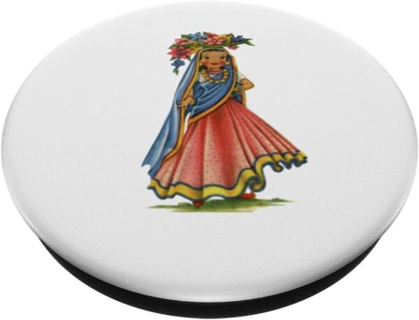 Vintage traditional national Indian costume doll . PopSockets Swappable PopGrip - Image 2