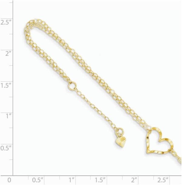 IceCarats 14K Solid Yellow Gold Double Strand Heart Love 9 inch Anklet Summer Beach Foot Ankle Bracelet - Image 3