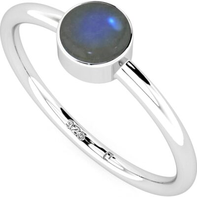 Natural Labradorite Stackable Ring for Women in Sterling Silver, November Birthstone Handcrafted Jewelry Gifts for Her (Round, Oval, Pear)