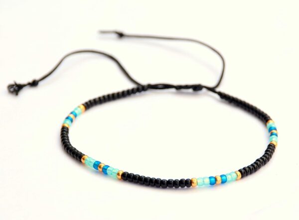 Large Anklet for Women, Plus Size Adjustable Beaded String Ankle Bracelet, Unique Boho Bohemian Hippie Style Black Multicolor Waterproof Anklet, 10 inches, 11 inches, Handmade by Tribes (M-L) - Image 9