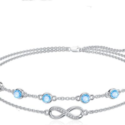 Dorunmo Christmas Gifts Anklet Bracelets For Women 925 Sterling Silver Birthstone/Infinity/Butterfly/Evil Eye/Turtle/Pineapple/Starfish/Heart Anklets Bracelets Jewelry Gifts for Women