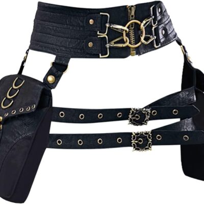 Waist Bag Belt Purse Crossover Fanny Pack Wallet Waist Corset Hip Leg Pouch Motorcycle Retro Halloween Renaissance Costume (Cor)