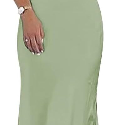 Satin Bridesmaid Dresses for Wedding Long Spaghetti Straps Cowl Neck Mermaid Prom Dresses with Slit