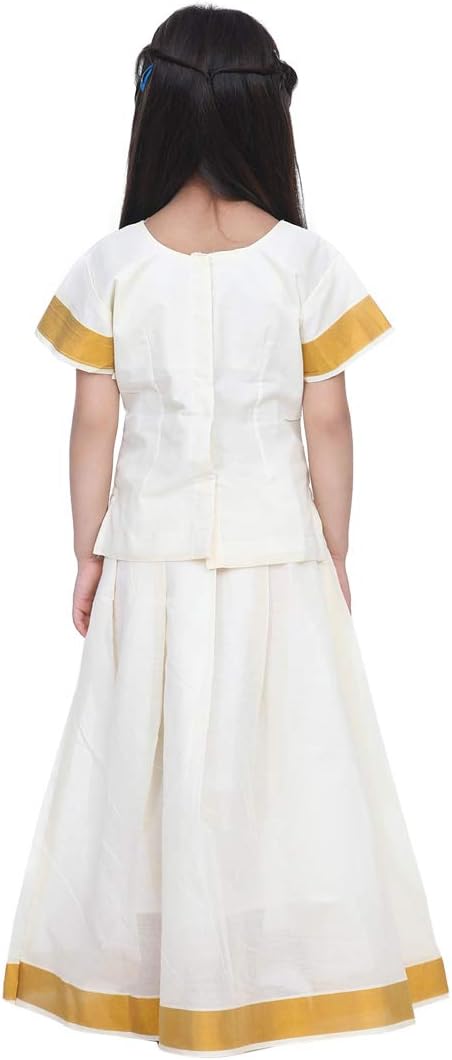 Traditional Silk lehanga Choli South Indian Pavadai - Half Sleeves - Pavda Pattu Choli for Baby Girls & Kids - Image 2