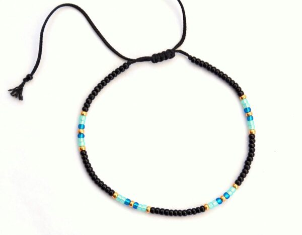 Large Anklet for Women, Plus Size Adjustable Beaded String Ankle Bracelet, Unique Boho Bohemian Hippie Style Black Multicolor Waterproof Anklet, 10 inches, 11 inches, Handmade by Tribes (M-L) - Image 8