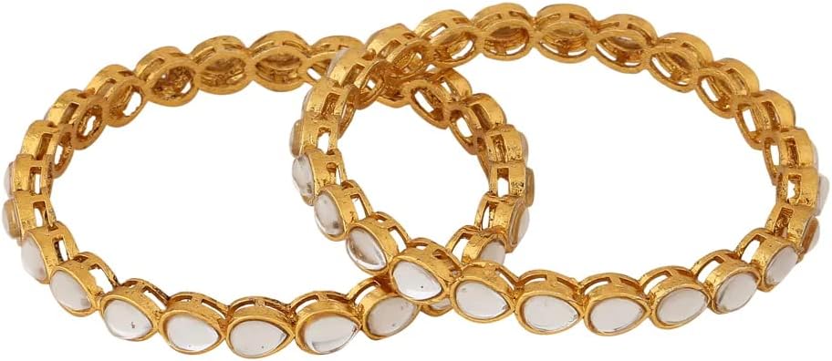 JewarHaat Bangles Fashion Jewelry Indian Bollywood Faux Kundan Rhinestone Floral Gold Plated Meena Work Bracelet Jewelry for Women